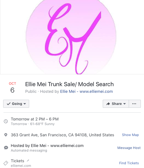 Ellie Mei Trunk Sale shopping event san francisco west coast leather model search